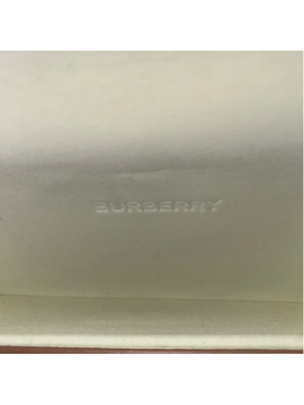 Women's BURBERRY Tan Leather Glasses Case with magnetic snap closure